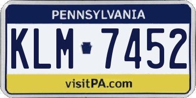 PA license plate KLM7452