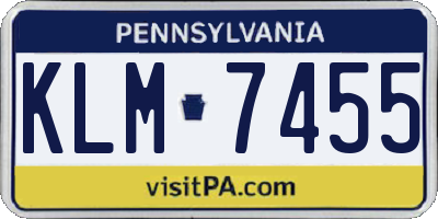 PA license plate KLM7455
