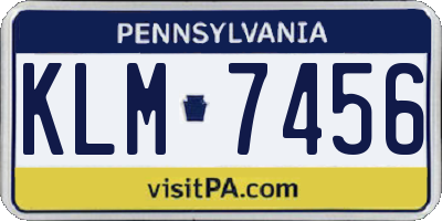 PA license plate KLM7456
