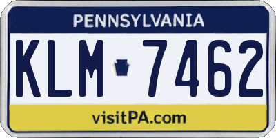 PA license plate KLM7462