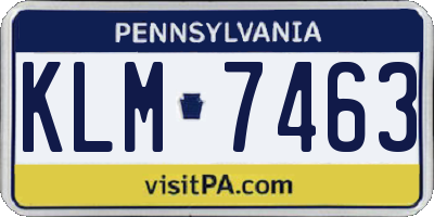 PA license plate KLM7463