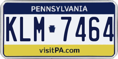 PA license plate KLM7464