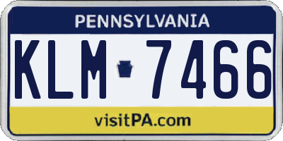 PA license plate KLM7466