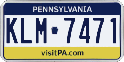PA license plate KLM7471
