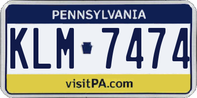 PA license plate KLM7474