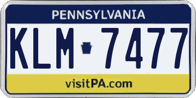 PA license plate KLM7477
