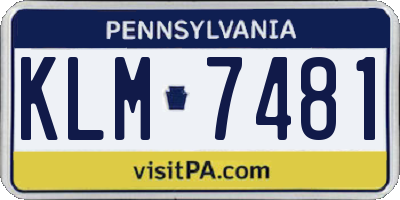PA license plate KLM7481
