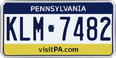 PA license plate KLM7482