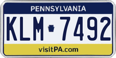 PA license plate KLM7492