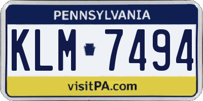 PA license plate KLM7494