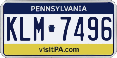 PA license plate KLM7496