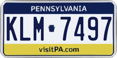 PA license plate KLM7497
