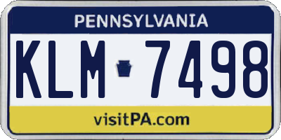 PA license plate KLM7498