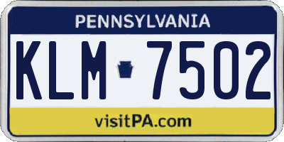 PA license plate KLM7502