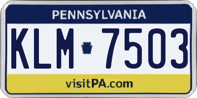 PA license plate KLM7503