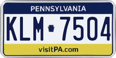 PA license plate KLM7504