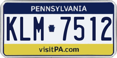 PA license plate KLM7512