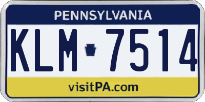 PA license plate KLM7514