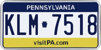 PA license plate KLM7518