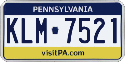 PA license plate KLM7521