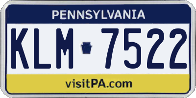 PA license plate KLM7522