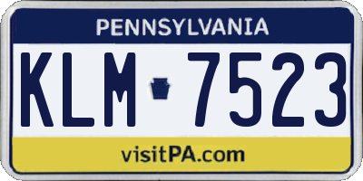 PA license plate KLM7523
