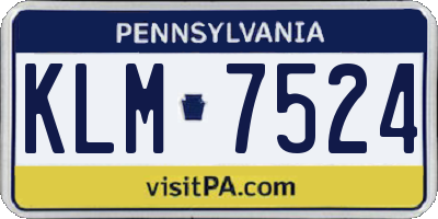 PA license plate KLM7524