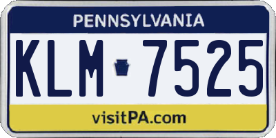PA license plate KLM7525