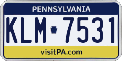PA license plate KLM7531