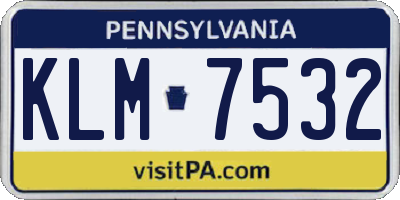 PA license plate KLM7532