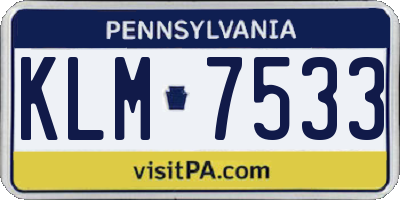 PA license plate KLM7533