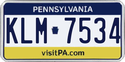 PA license plate KLM7534