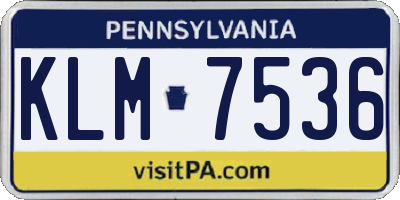PA license plate KLM7536