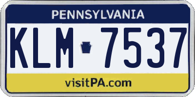 PA license plate KLM7537