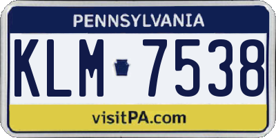 PA license plate KLM7538