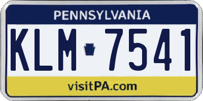 PA license plate KLM7541