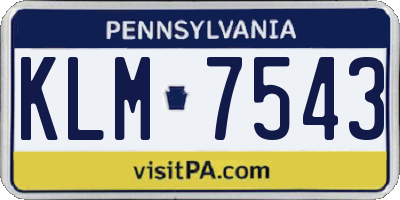 PA license plate KLM7543