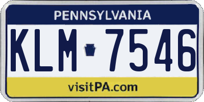 PA license plate KLM7546