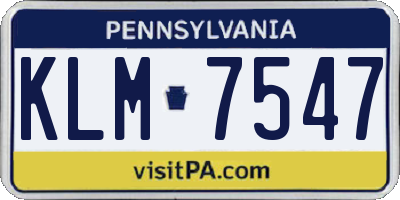 PA license plate KLM7547