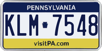 PA license plate KLM7548