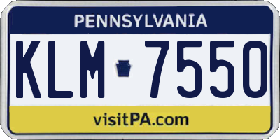 PA license plate KLM7550