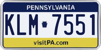 PA license plate KLM7551