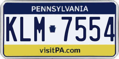 PA license plate KLM7554