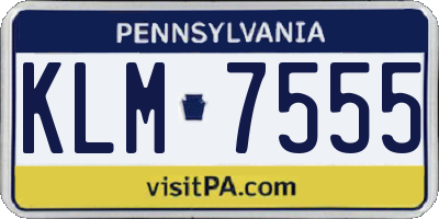 PA license plate KLM7555