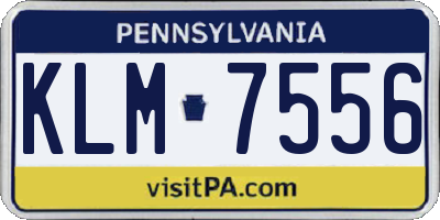 PA license plate KLM7556