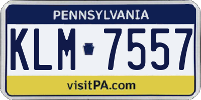 PA license plate KLM7557