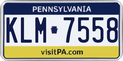 PA license plate KLM7558