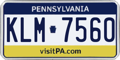 PA license plate KLM7560