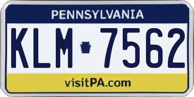 PA license plate KLM7562