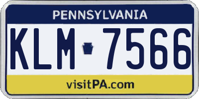 PA license plate KLM7566